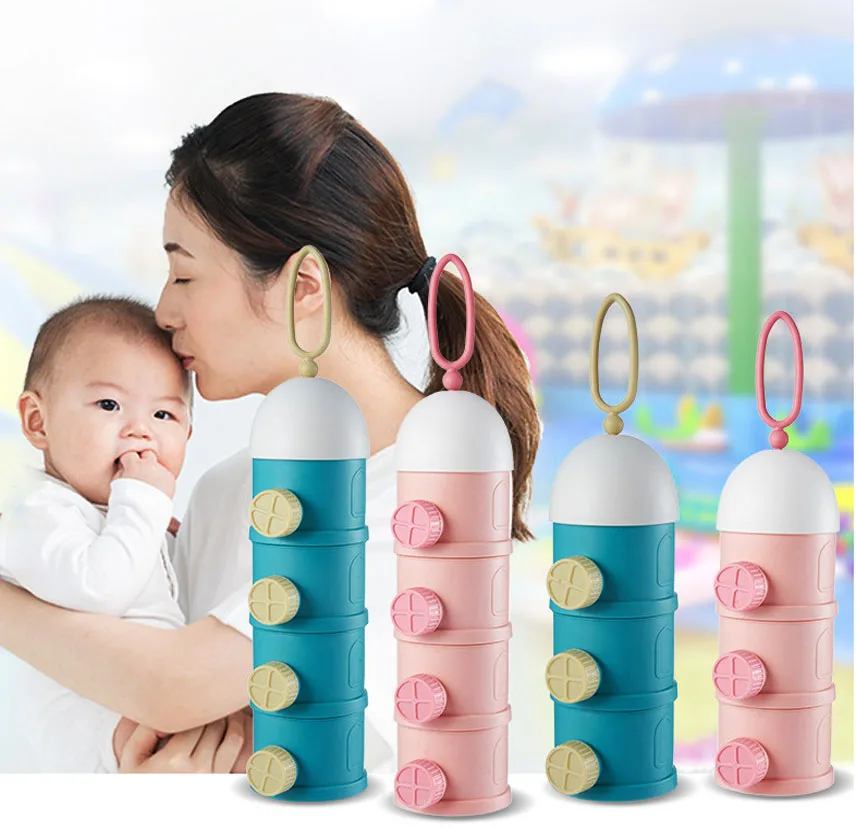 Portable Baby Food Storage Box 3/4 Layers Side Opening Milk Powder Box Non-Spill Infant Essential Cereal Toddler Snack Container