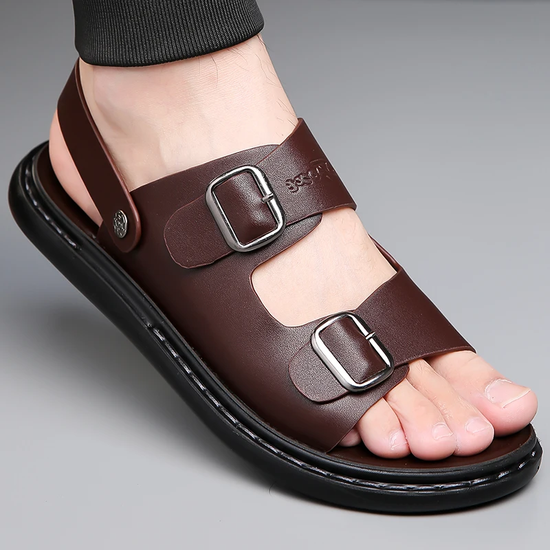 

Men's Summer Comfortable Soft Bottom Sandals Breathable Anti-slip Wear-resistant Daily Two-wear Slip-On Casual Beach Shoes-2385