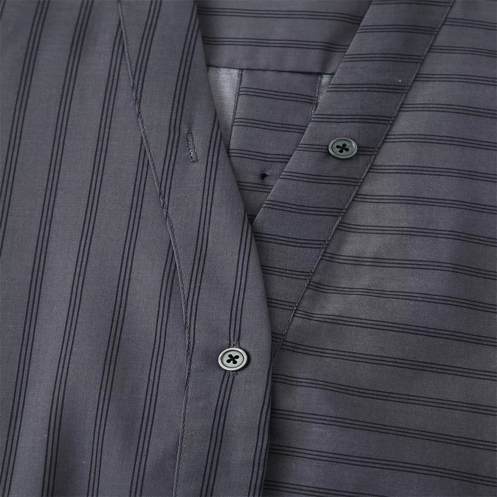 ชุดเดรสขนาดบวกของผู้หญิงในฤดูใบไม้ร่วง ชุดเดรสแขนยาวสไตล์เสื้อเชิ้ตลายหลวมและอเนกประสงค์ สไตล์ลำลอง