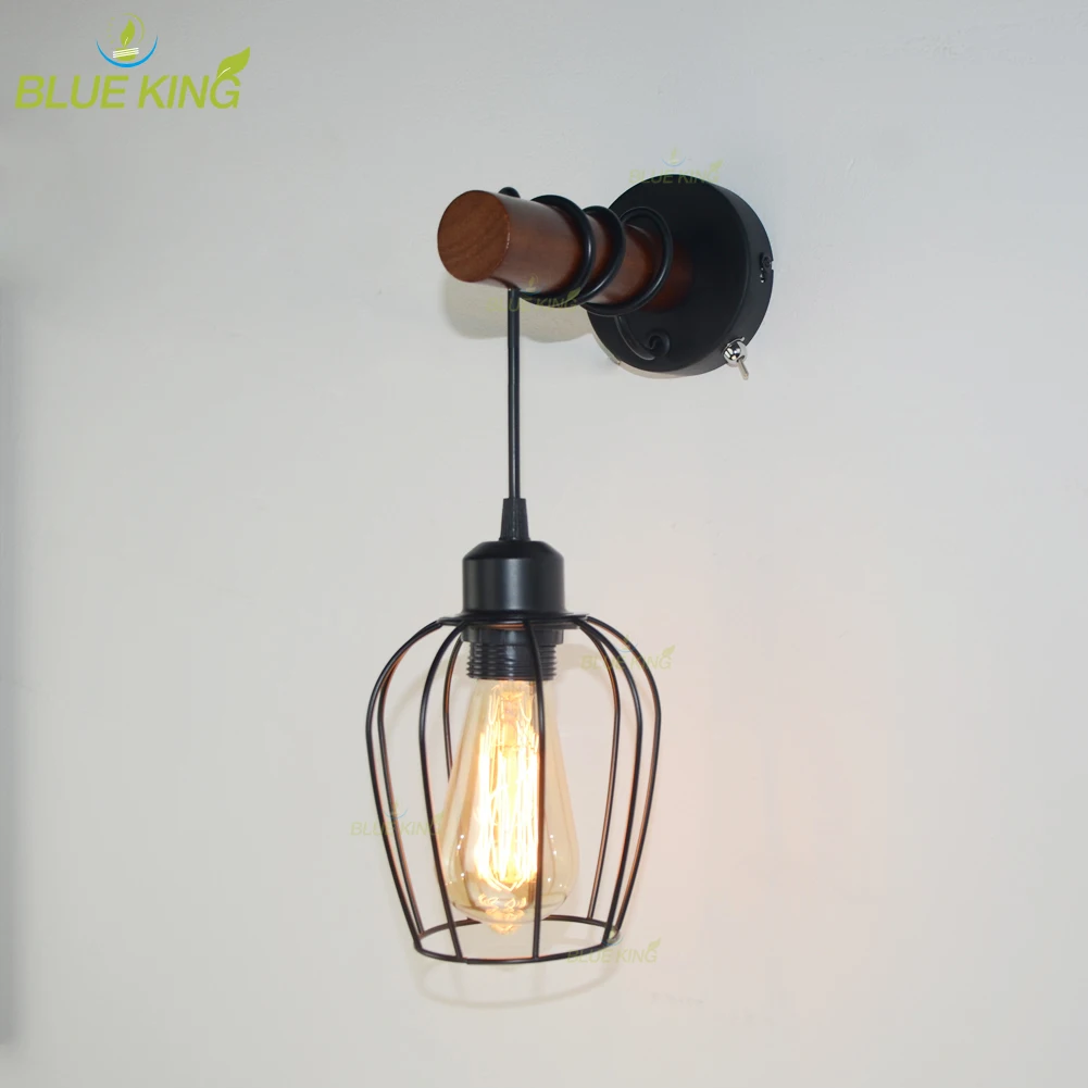 

Retro Minimalist Iron wood Art Wall Lamp for Bedroom Living Room Bedside Creative Personalized Nordic Staircase Lighting fixture