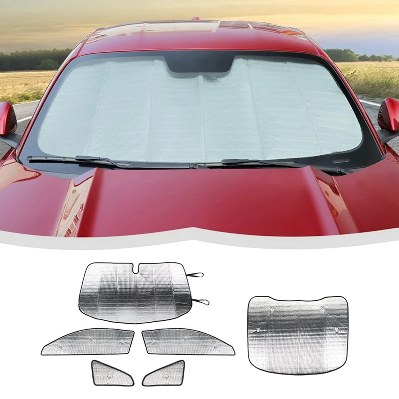 For Ford Mustang 2015-2023 Car Windshield Sunshade Sun Shade Heat Shield Window Sun Visor Mat Replacement Parts 6PCS