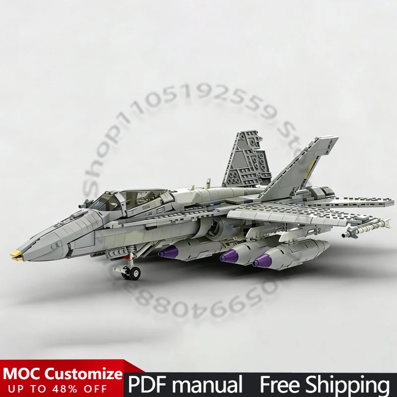 

1478 PCS War series F-18A/C-B/D scale 1:35 MOC Customize Modular Building Block Brick Model Simple DIY Boys Toy Christmas Gift