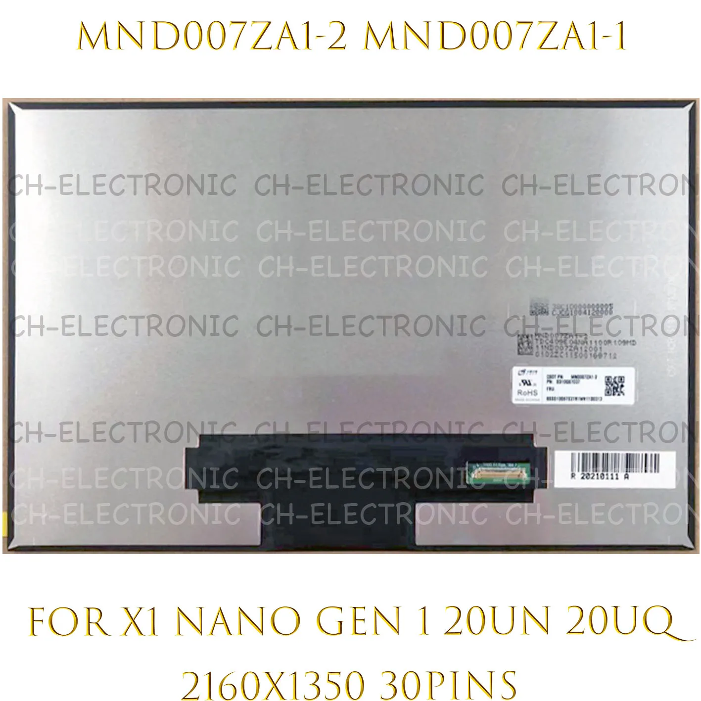 

13.0 Inch For Lenovo Thinkpad X1 Nano Gen1 20UN 20UQ Notebook LCD Screen 30PINS EDP 2160X1350 MND007ZA1-2 MND007ZA1-1