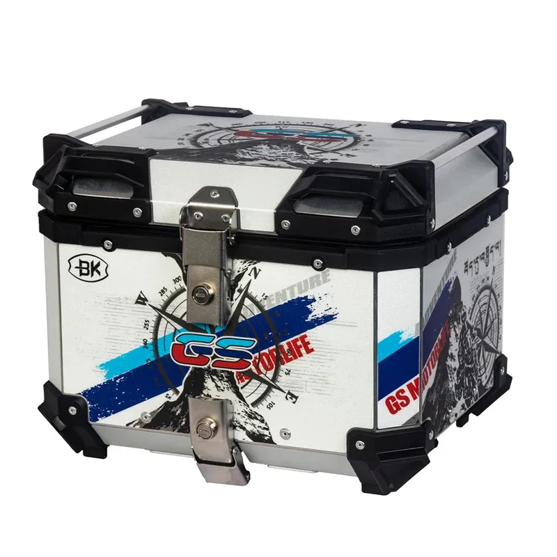 Factory Hot Selling Motorcycle Aluminium Box 36L 45L 55L 65L Motorcycle Rear Lage Case Tail Box Moto Top Case Universal Motorcyc