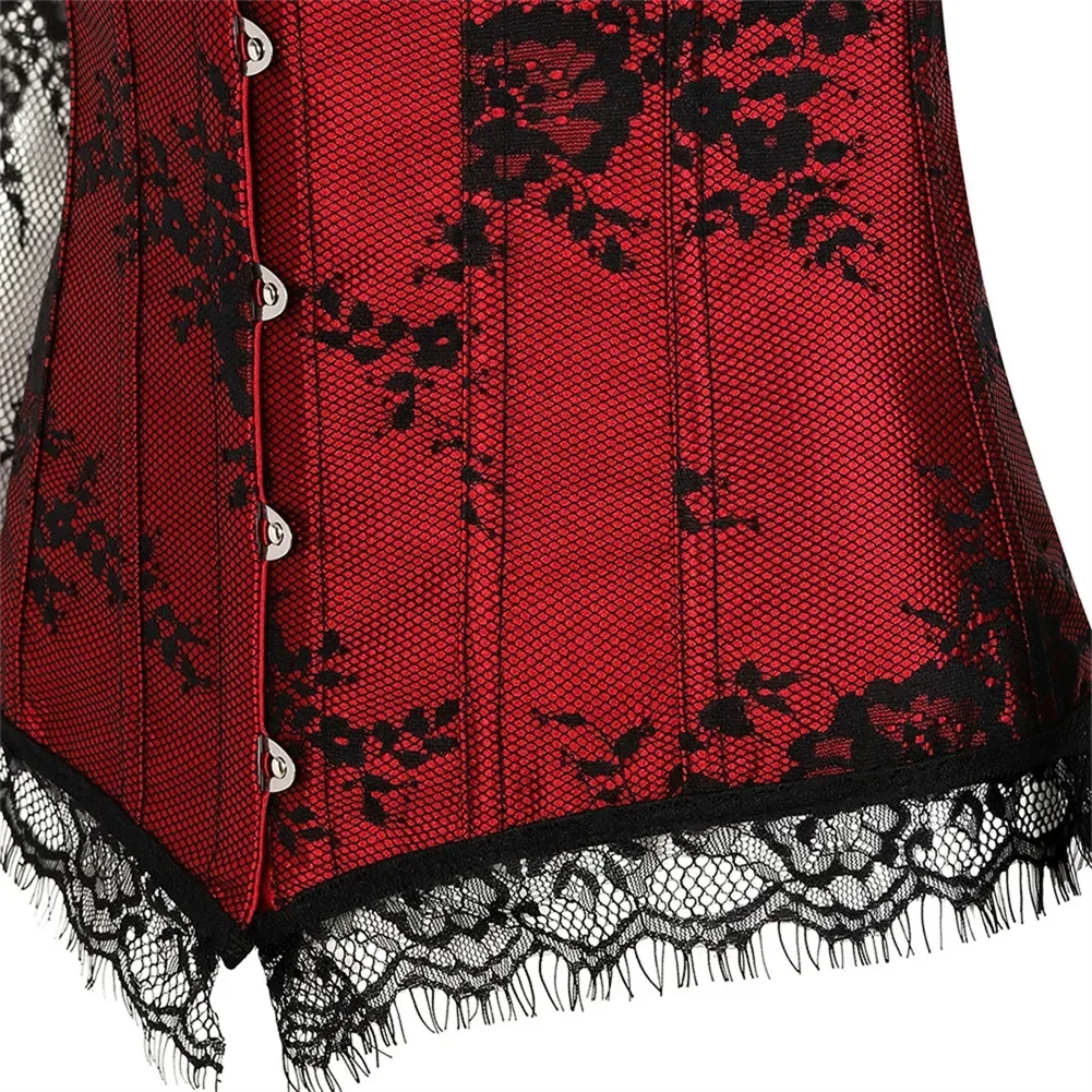 Women\'s Corset Gothic Style Corsets Lace-up Bustier with Sleeves Breathable Bodyshaper Corsetto Medieval Dance Party Costumes