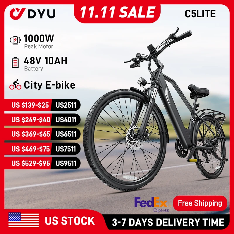 

Электрический велосипед C5, пиковый двигатель 1000 Вт, 480 Втч, электрический велосипед с литиевой батареей, 26-дюймовый городской электронный велосипед, 7-скоростные электрические велосипеды для взрослых