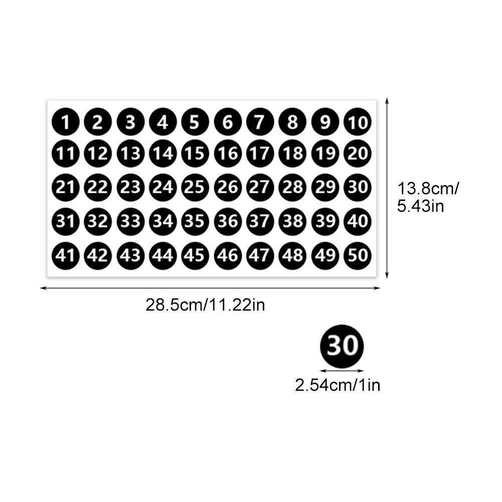 Set di adesivi con numeri da 1 a 100 da 12 fogli/600 pezzi consecutive per pianificatore impermeabile