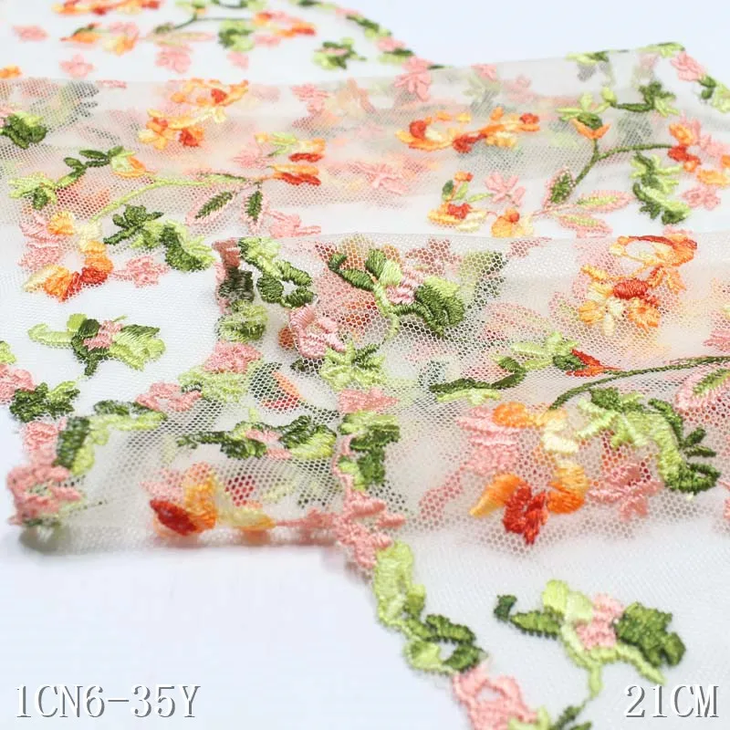 Small Fresh Multicolor Polyester Thread Small Floral Embroidery Lace Curtains  Home Textile Accessories