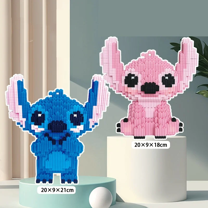 20cm Stitch Angel Small Particle Block Puzzle Cartoon Cute Doll Children Puzzle Toy Gift Adult Block Festival Ornament Model