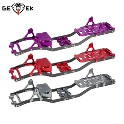 SCX10 Chassis Set for 1/10 RC Crawler w/ Carbon Fiber Rails Metal Brace Skid Plate Adjustable Shock Mount Radio Box Battery Tray