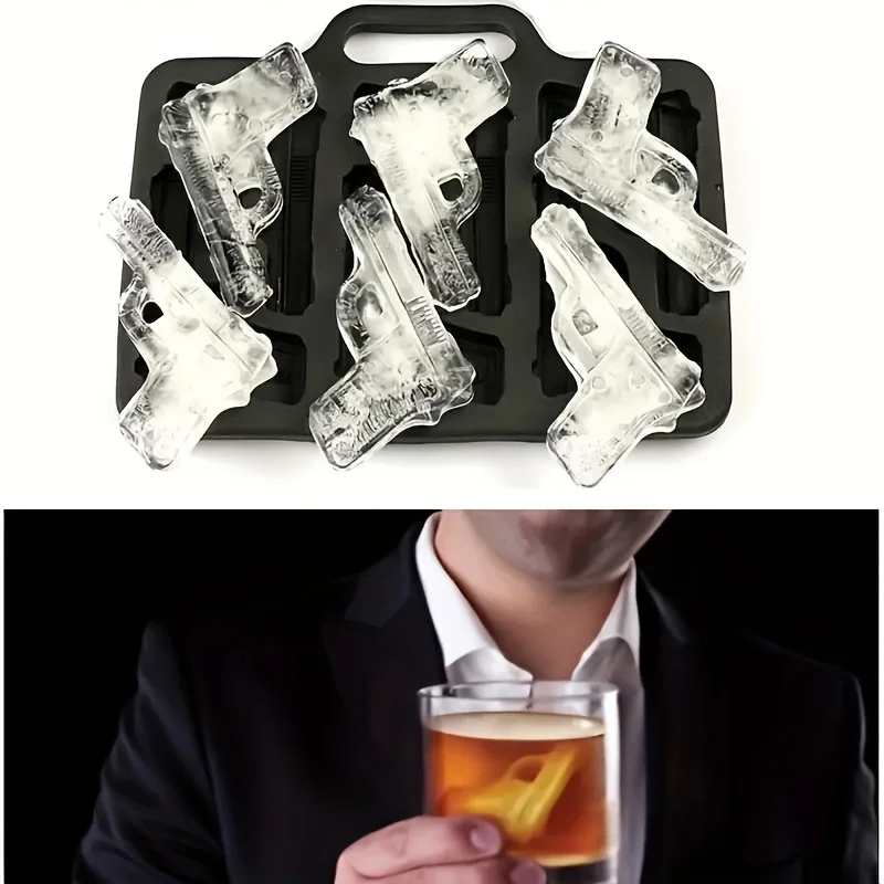 Unique Gun-Shaped Silicone Whiskey Ice Cube Tray DIY Bar Accessories Chocolate Candy Mold Cold Drink Cocktail Wine Ice Maker