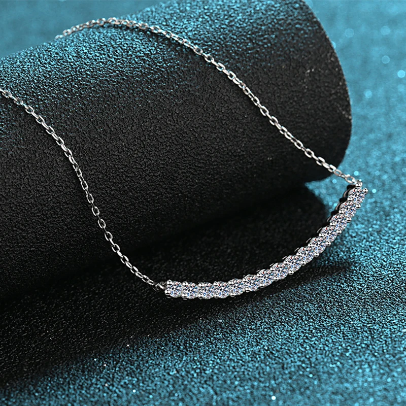 NeeTim 2mm 2.5mm All Moissanite Necklace for Women s925 Sterling Silver with Gold Plated Chain Necklaces and Pendants Jewelry