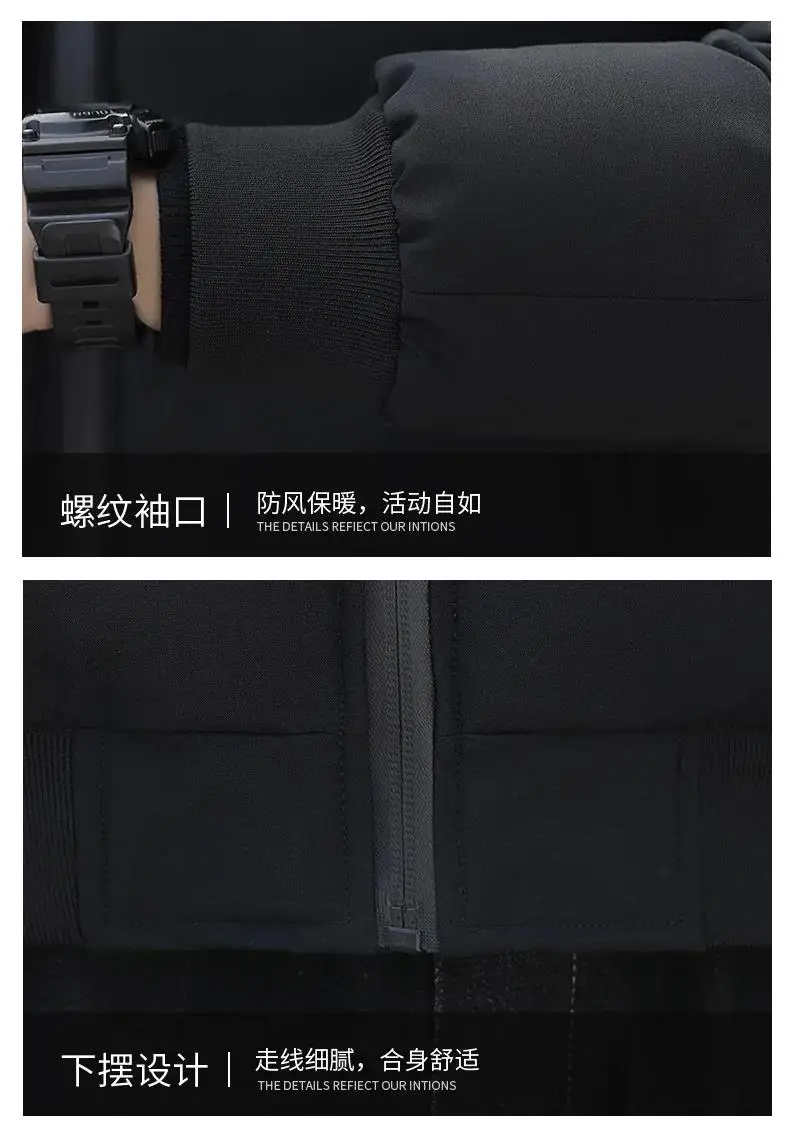 جاكيت رجالي بياقة قائمة مقاوم للرياح ، جاكيت قطن دافئ ، عصري للأماكن الخارجية ، سحاب عالي الجودة ، الخريف والشتاء ، صيحات الموضة #6