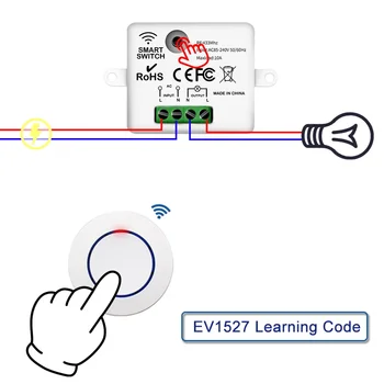 범용 RF 무선 스마트 스위치, 릴레이 리시버 송신기, LED용 DIY 미니 모듈, 433MHz, 리모컨 10A, AC 90-240V