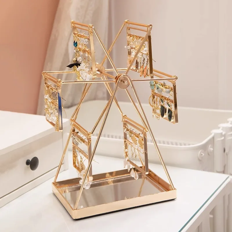 

Rotating Jewelry Holder Luxury Earring Display Rack Earrings Trinkets Storage Shelf Jewelry Accessory Showcase Props Frame