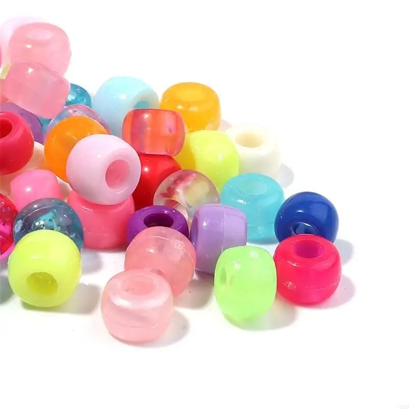 200 peças contas cabelo acrílico para crianças meninas tranças redondas coloridas que brilham no escuro contas trança para