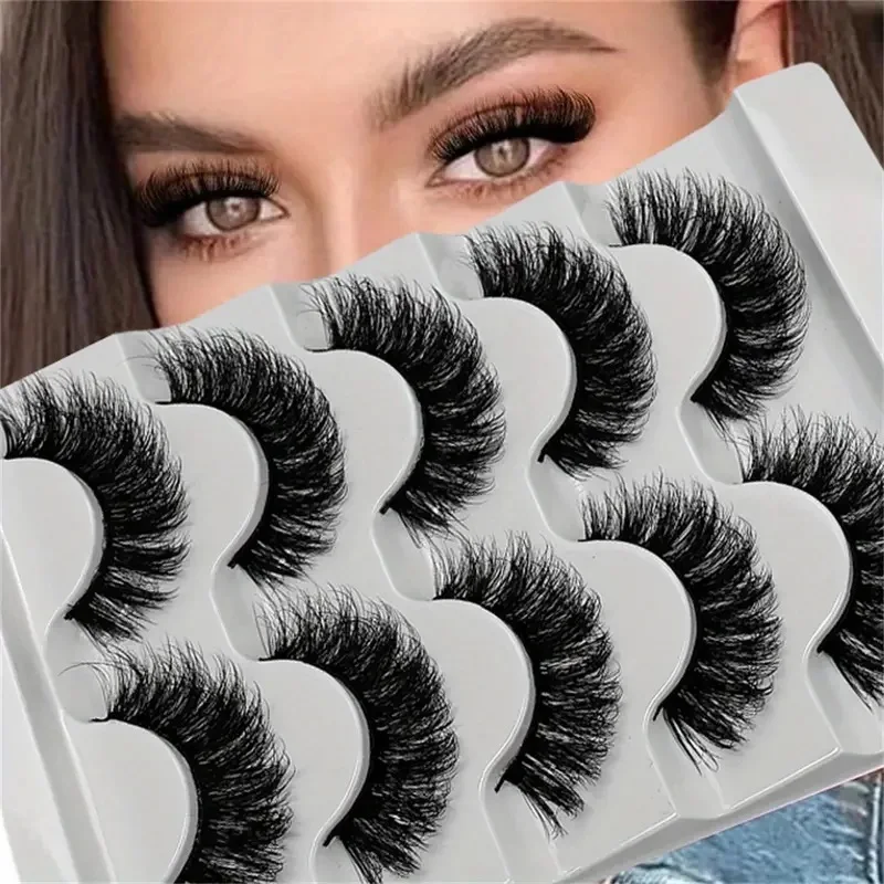 5 pairs of DD curled 3D cat eyes reusable fluffy false eyelashes for eye makeup natural eyelashes