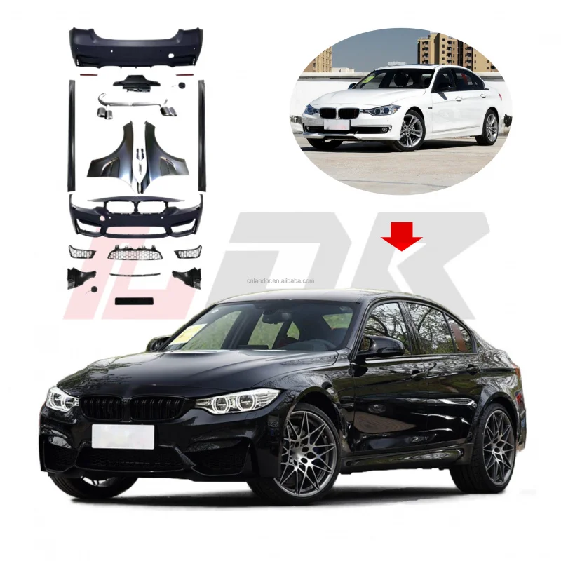 LDR for BMW 3series F30/F35 13-19 modified to F80 M3 style body kit M3 facelift PP material fenders side skirt front bumper