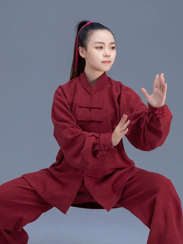 Linen Blend Thicken Kung Fu Tai Chi Clothing Martial Arts Clothes Taijiquan Wushu Uniform Competition Performance 2022 New Style