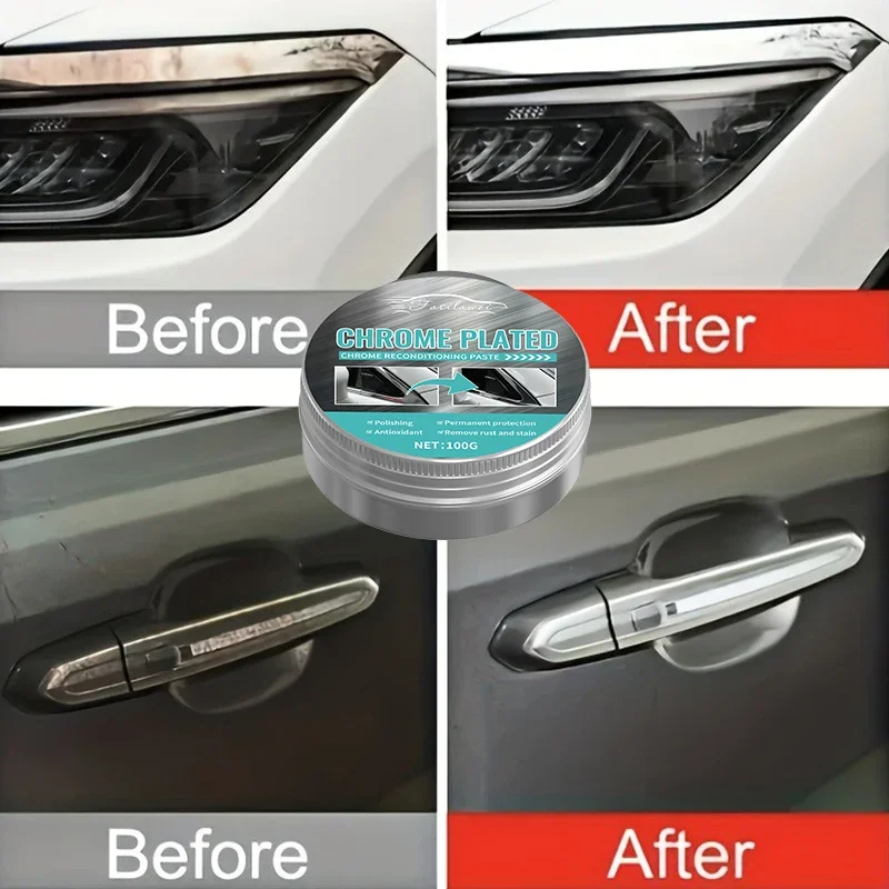 Good Universal Chrome Polishing and Repair Wax, Car Chrome Strip Refinishing Paste, Metal Trim Strip Oxidation Polishing Paste,