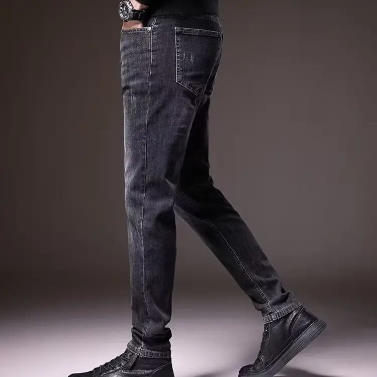 

Мужские джинсы Slim Fit, повседневные, весна-осень, новая модель, слегка эластичные, прямые, корейский стиль, для похудения...