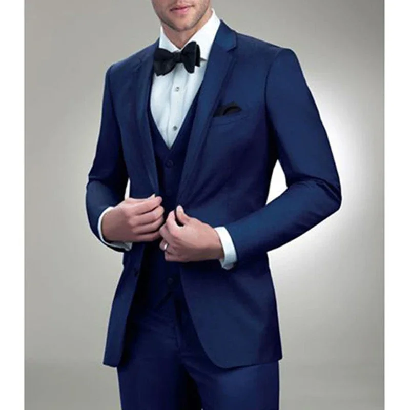 Slim Fit Herenpak Smeulende Terno Marineblauwe Bruidegom Smoking Voor Bruiloft Prom 3-delige Herenjas Vest Met Broek 2024