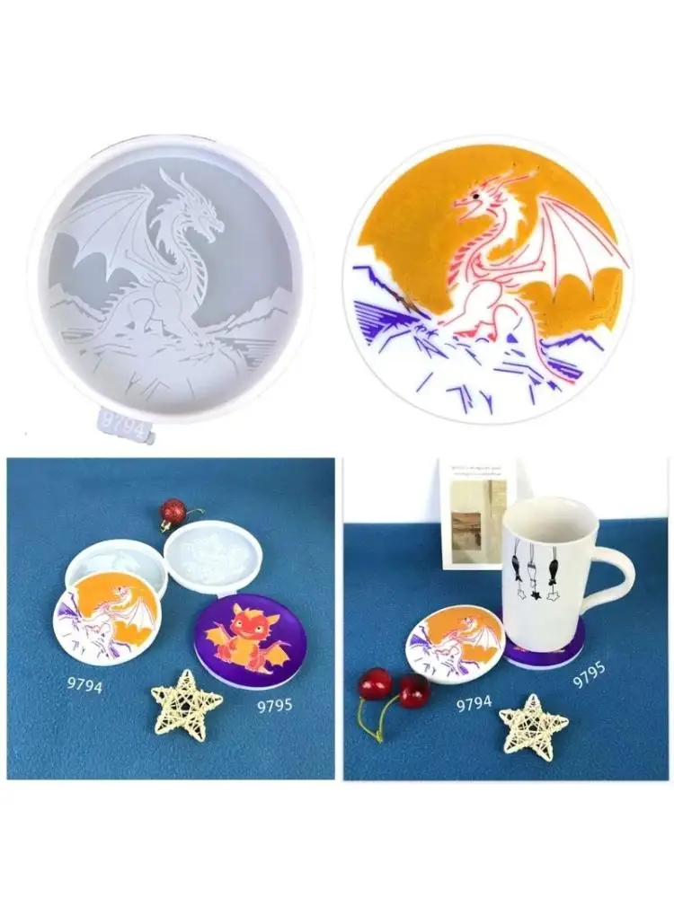 

Unique Dragon Coasters Creating Silicone Mold Epoxy Resin Cup Mat Moulds Crafts