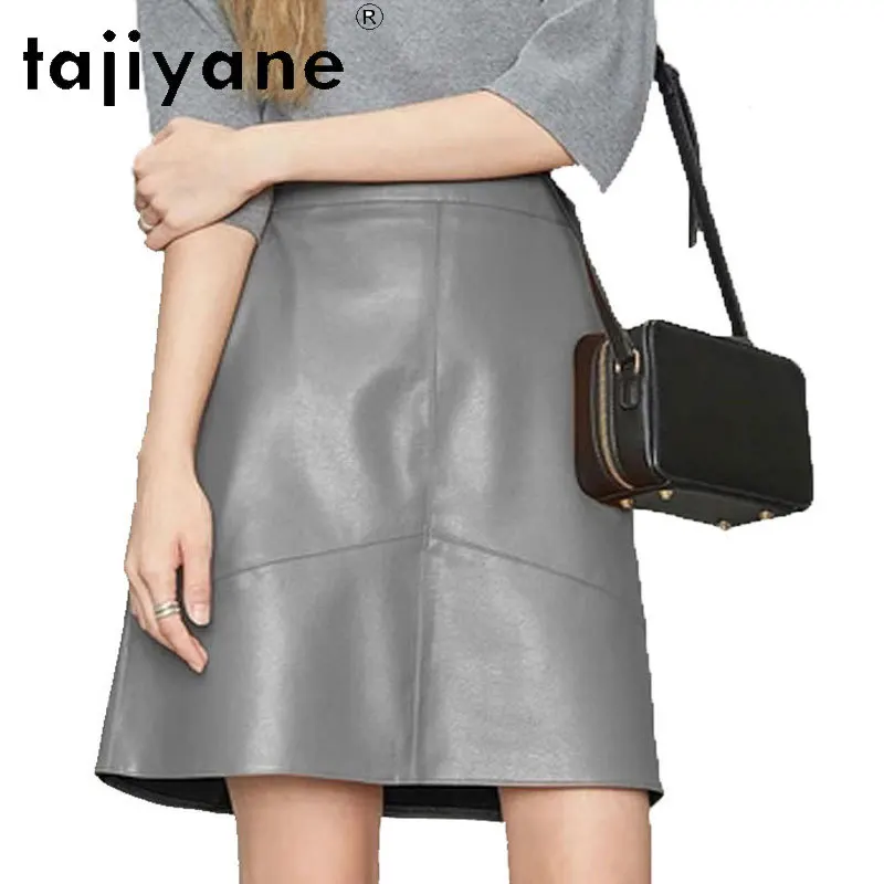 TAJIYANE Genuine Leather Short Skirt Real Sheepskin High Waisted  A-line Skirts for Woman Spring Women Clothing 2025 мини юбка