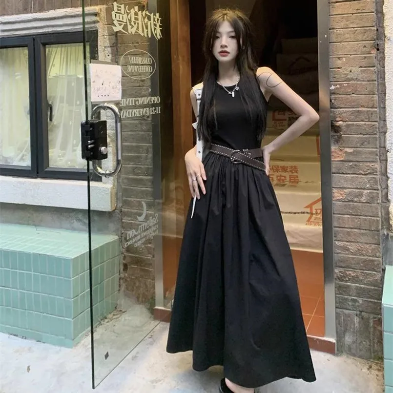 2024 Spring/Summer New SHOPLAH Temperament Solid Color Women's Dress Slimming Holiday Fashion Long Dress