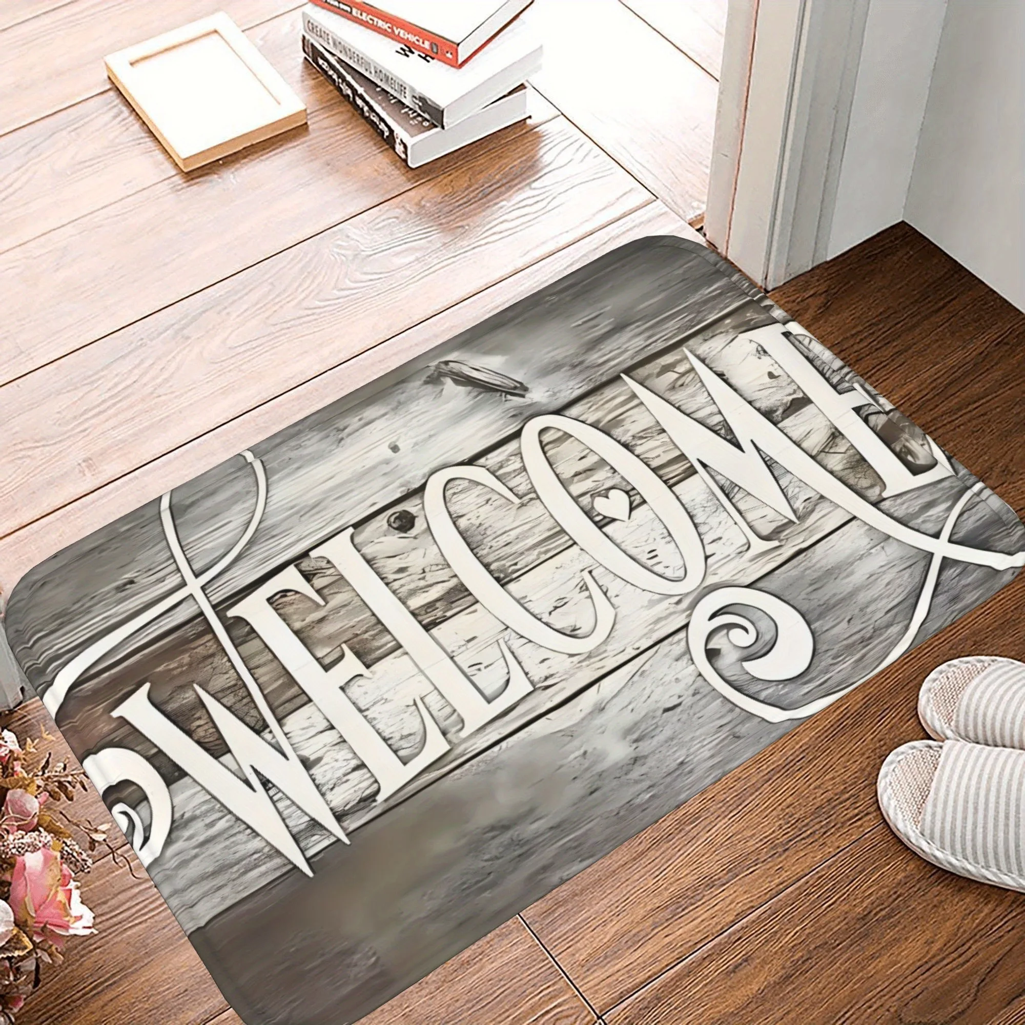 

1PC VINTAGE WELCOME Pattern Kitchen Rug Non-Slip Door Mat Pop design Bathroom Rug Bath Mat Carpet for Home Sink Laundry Decor