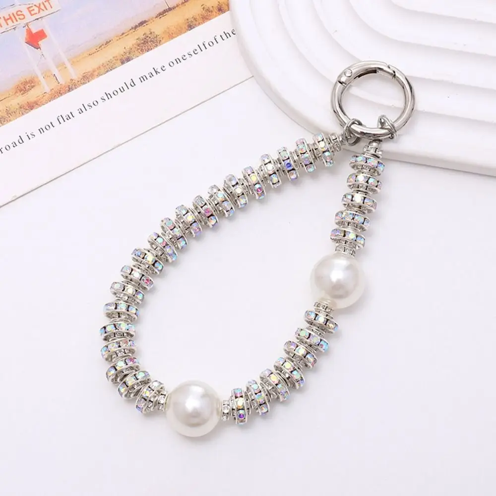 LLavero de diamantes de imitación para teléfono, correa de muñeca brillante y brillante, cristal de diamante, cuerda antipérdida, accesorios para