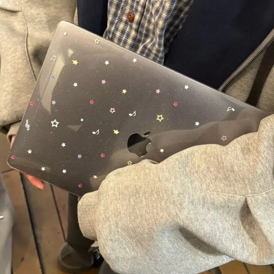 Colorful Stars Musical Note Glitter Laptop Case For Macbook Air 13.6 M4 NEO 15 M3 Hard Cover For MacBook Pro 13 M1M2 14 M4 M5 16