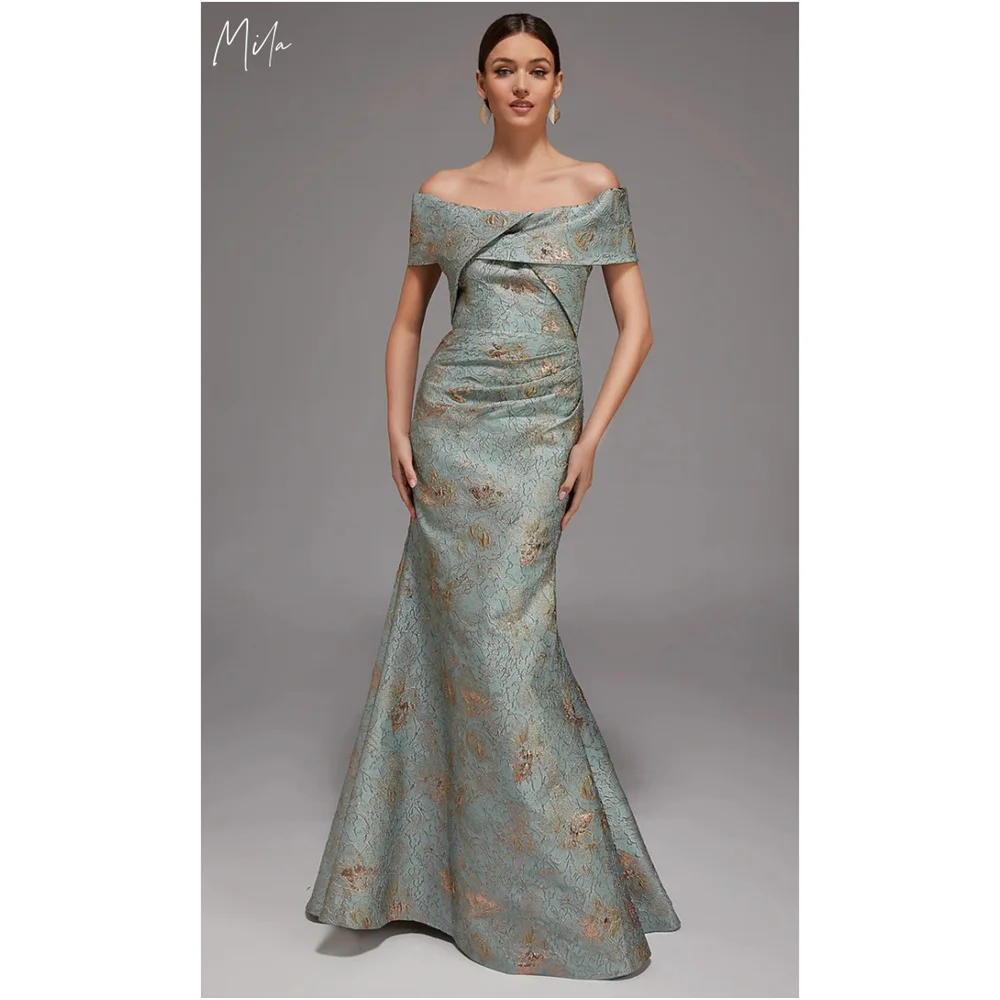 

Mila Mermaid Off Shoulder Prom Dresses Floral Print Customized Elegant Evening Woman Dresses Floor-Length vestidos de fiesta