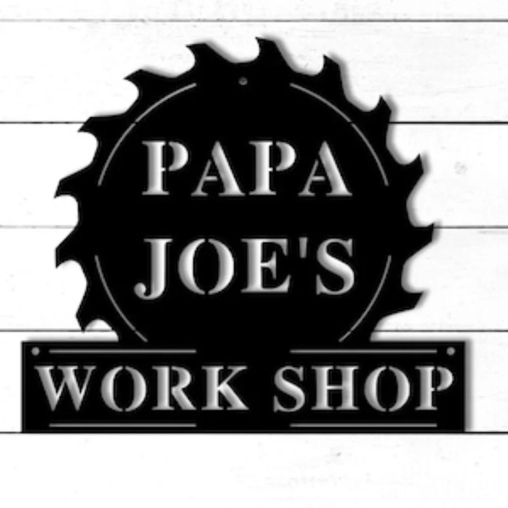 Customized Papas Workshop Sign, A Heartfelt Fathers Day Gift. Ideal for Grandpa or Dad, A Personalized Metal Keepsake.