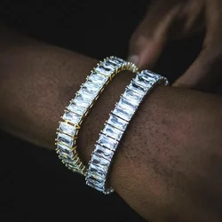 4*8mm square cz tennis bracelet for men boy iced out bling hip hop Rock punk men jewelry high quality