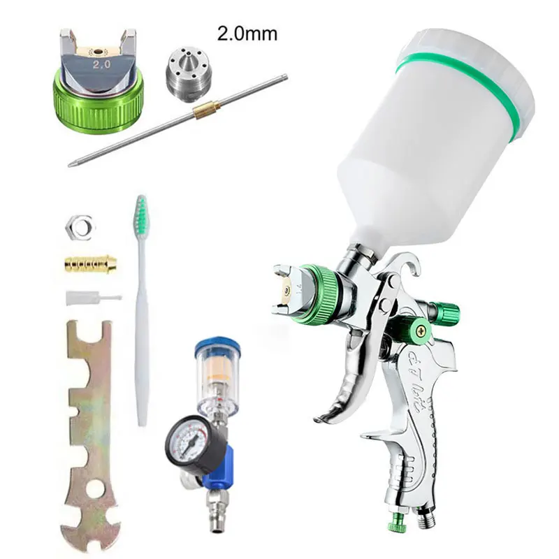HVLP Professioneel Spuitpistool 1.4/1.7/2.0/2.5mm Stalen Mondstuk Zwaartekracht Spuitpistool Draagbare Autolak Spuitpistool DIY Spray Paint Kit