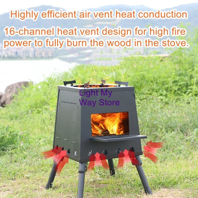 

Cassette Stove Warming Woodstove Portable Rocket Stove Picnic BBQ Camping Folding Stove