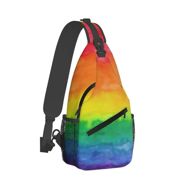 Mochila de hombro personalizada para hombres, bolso de viaje con bandera de arco iris, LGBT, Orgullo Gay, cruzado en el pecho, mochila de día