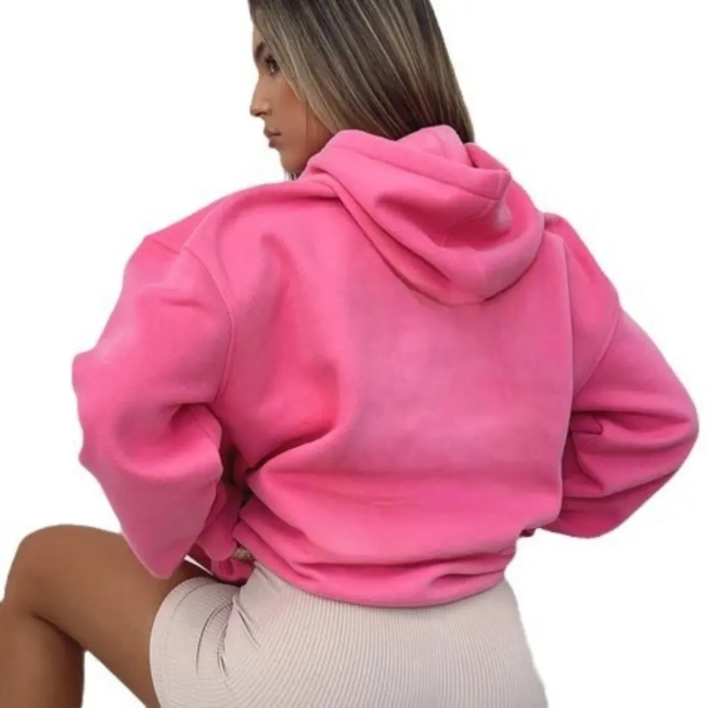 เสื้อฮู้ดพิมพ์ลายปักสำหรับผู้หญิงไวท์ฟ็อกซ์แฟชั่นสไตล์ยุโรปอเมริกันในสต็อกขนาดเดิม