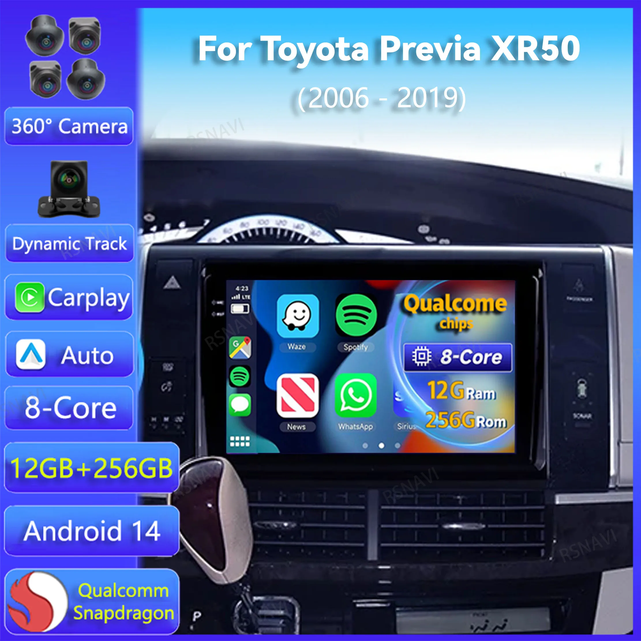 

Android 14 Carplay Auto For Toyota Previa XR50 2006 2007 2008 - 2019 Car Radio DSP Multimedia Player Video 2K Screen 2Din Stereo
