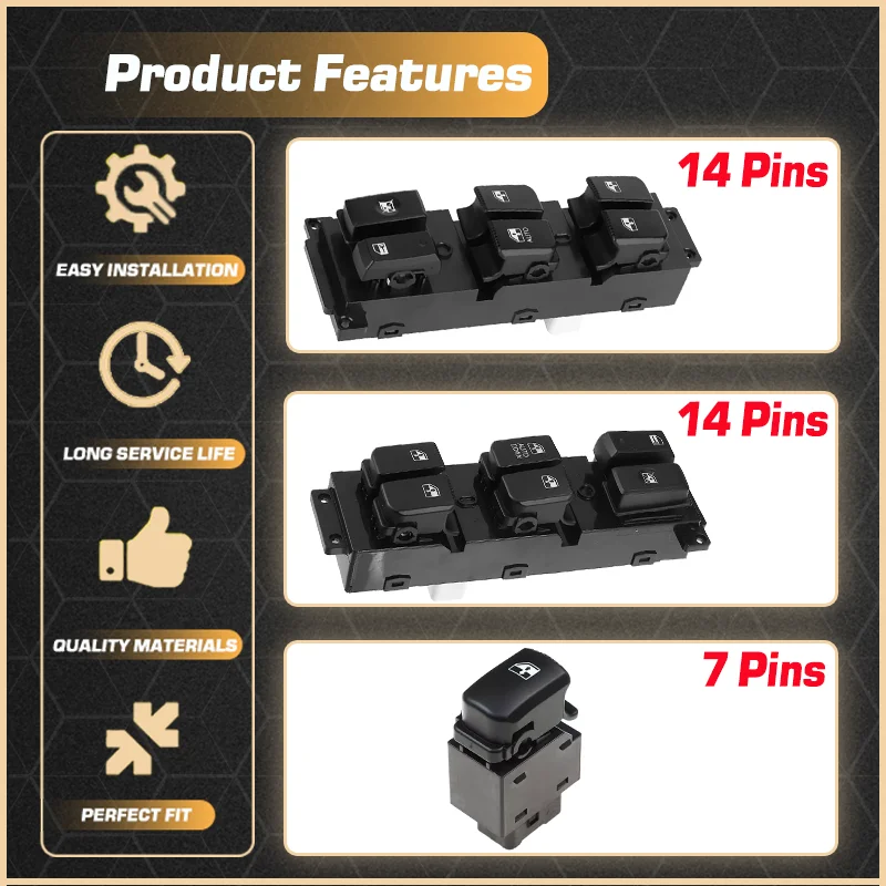 Electric Master Window Control Switch For Hyundai Santa Fe CM MK2 Inokom Santa Fe 2007-2011 93570-2B000 93570-2B140 93580-2B000 - Image 3