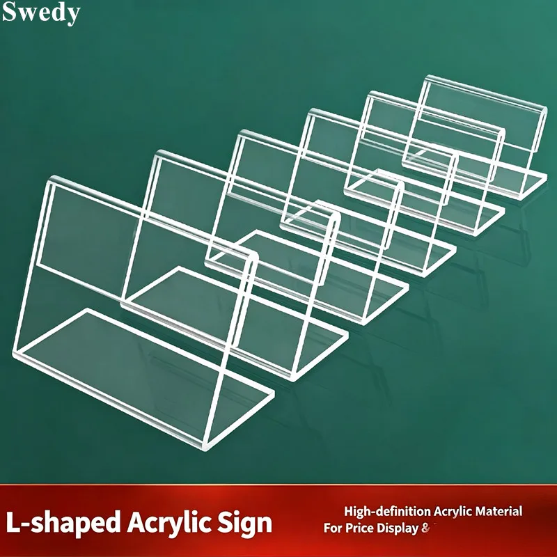 30 Pieces 100x70mm L Shape Acrylic Sign Holder Clear Table Top Price Display Stand Name Card Desktop Tent Card Label Holder
