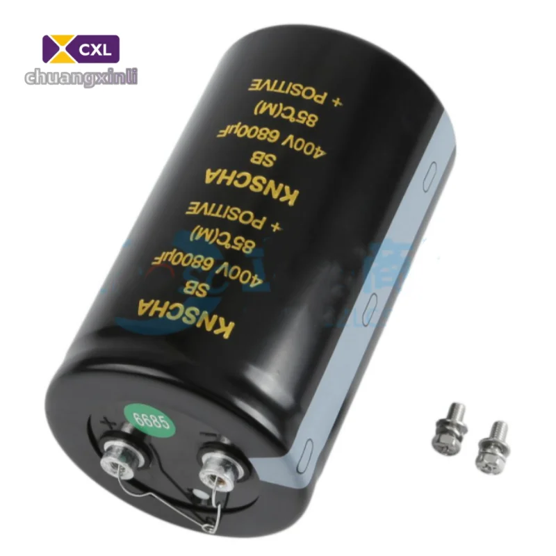 1 PCS / LOT 184EC015 6800uF ± 20% 400V three-piece set Bolted aluminum electrolytic capacitor diameter 76mm length 130mm