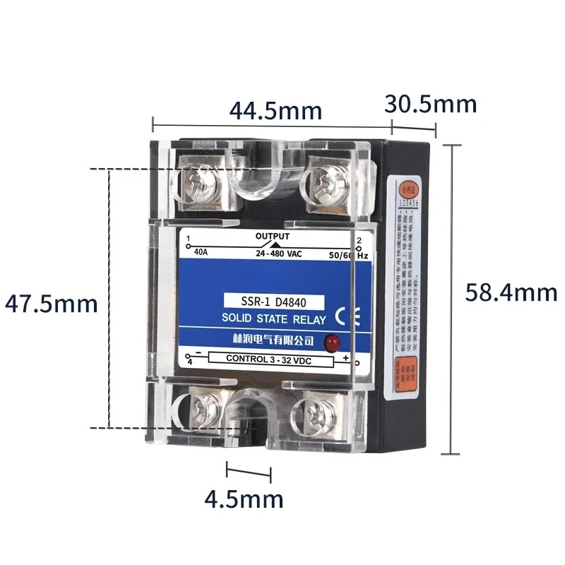 Single phase solid-state relay DC control AC 480V40A component SSR-1