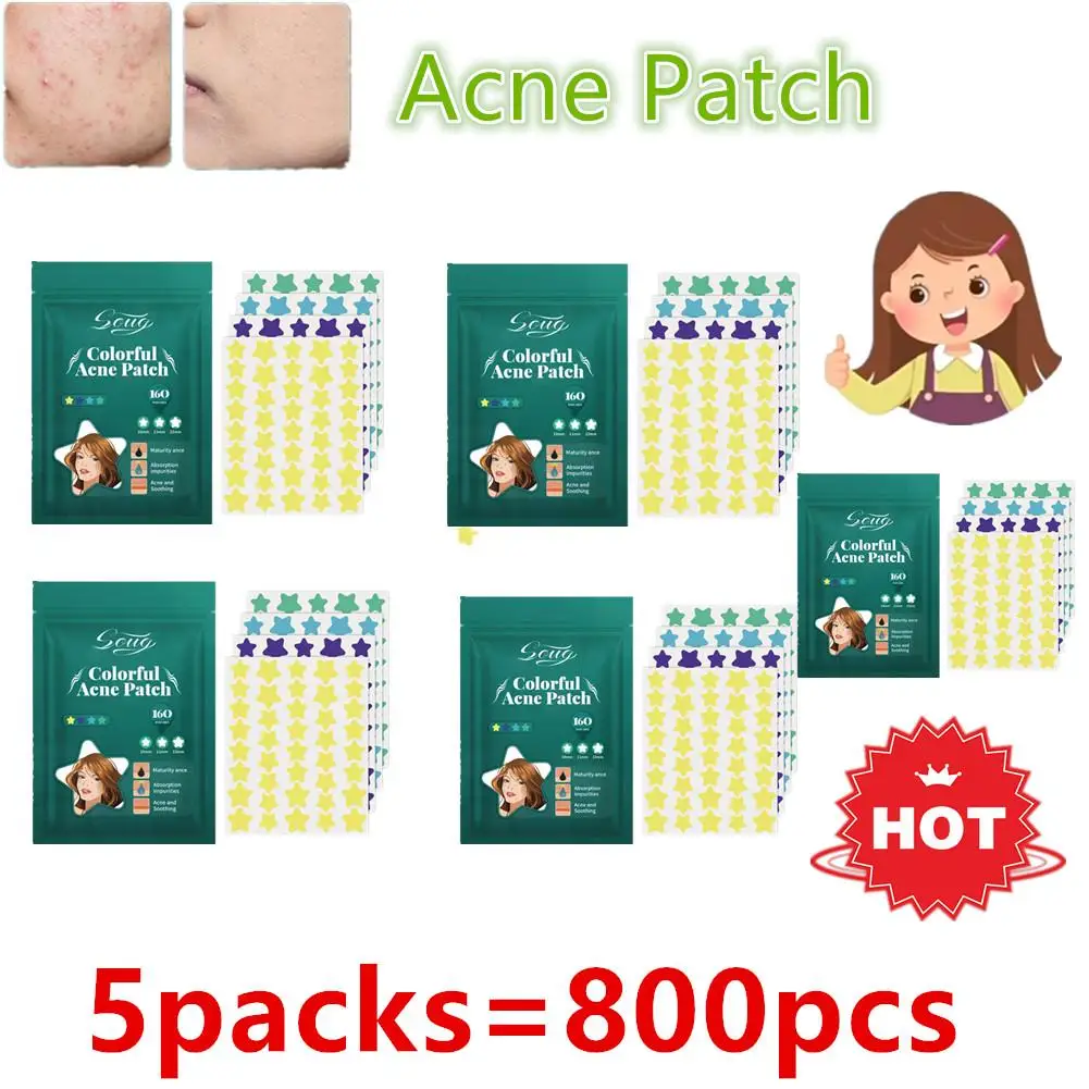 

5pack 800pc Pimple Patches Beauty Acne Tools Star Shaped Pimple Acne Concealer Fade Face Spot Repair For Pits Breakouts Spots Do