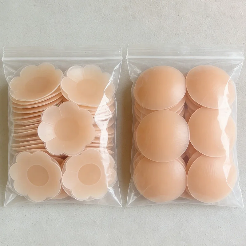 1-50 pares de pétalos de silicona invisibles reutilizables para mujer, cubrepezones autoadhesivos sin tirantes ni espalda, tipo sujetador.