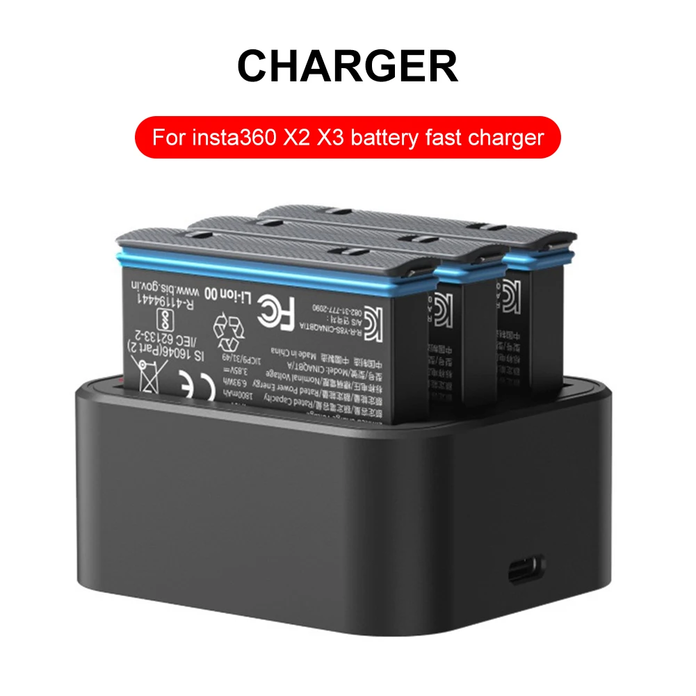 For Insta360 Battery Fast Charger Hub 1800MAH Original Power Accessories For Insta 360 X2 X3 ONE Action Camera Charging Stand