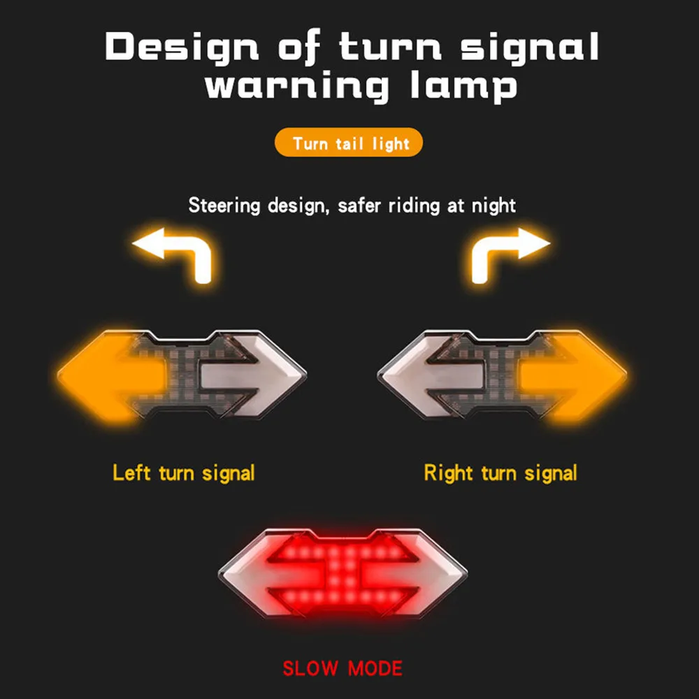 Wireless Remote Turn Signal Bicycle Tail Light 5 Lighting Modes Smart Bike Warning Rear Light USB Rechargeable Cycling Taillight