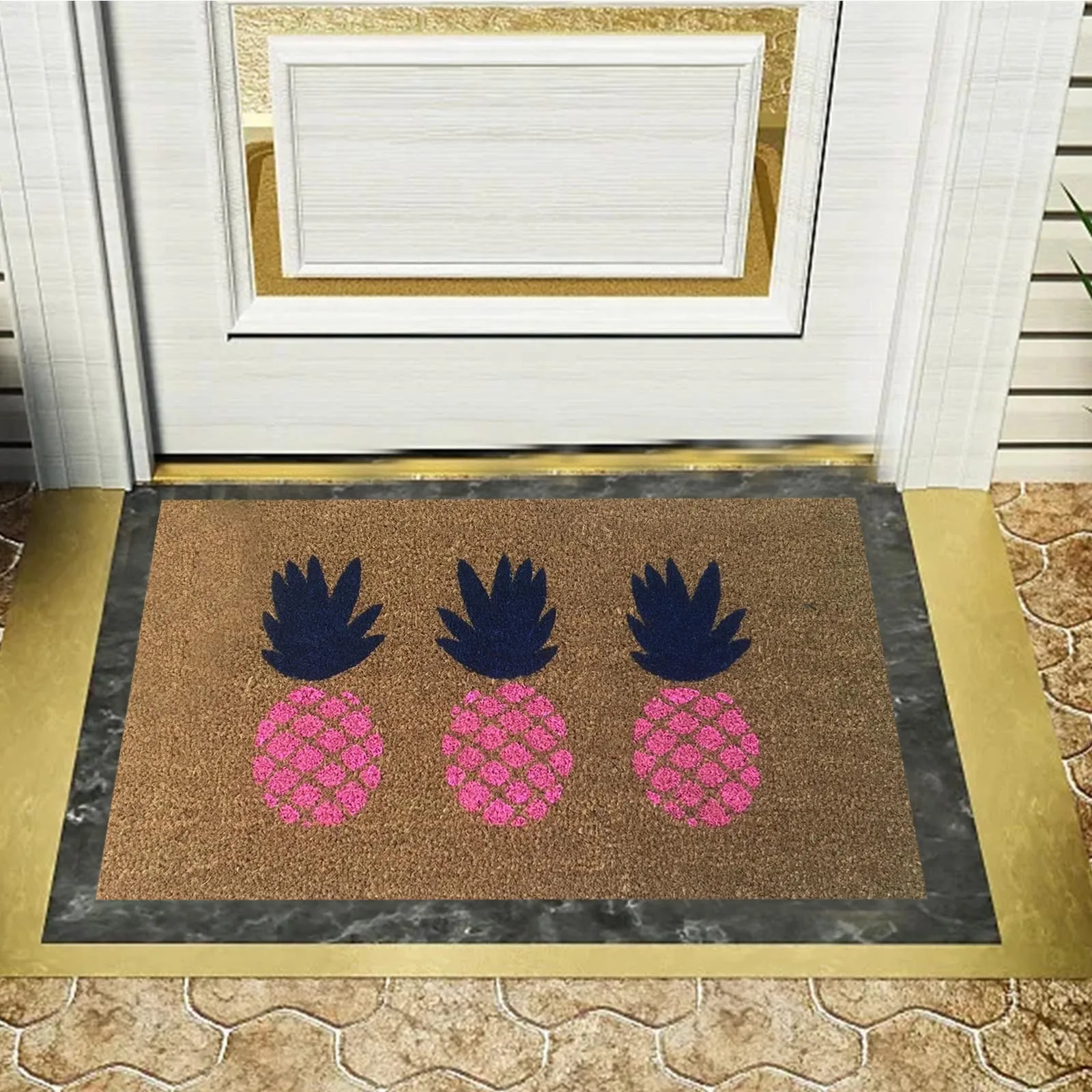 Colorful Summer Pineapples Funny Cute Doormat Door Mat Welcome Friends Doormat Funny Chunky Knit Throw Blankets for Couch