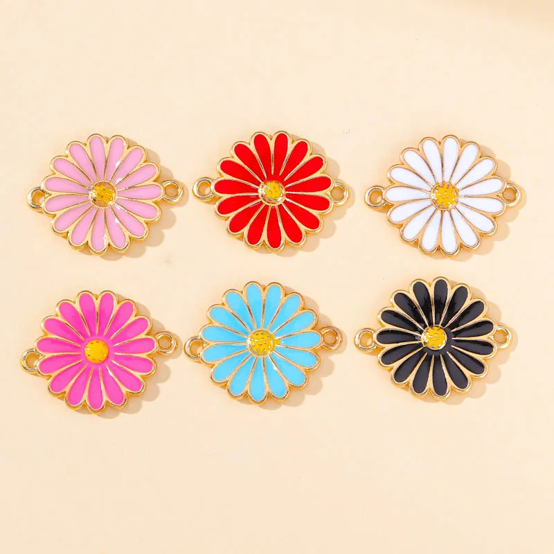 

20Pcs Colorful Enamel Daisy Flower Charm Pendants Necklaces Bracelet Connector For Woman Jewelry Making DIY Accessories Findings